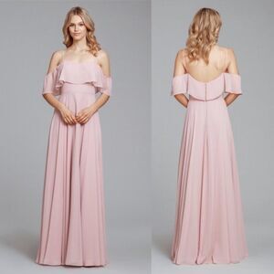 Hayley Paige Chiffon Off-Shoulder Flutter-Sleeve Gown size 22